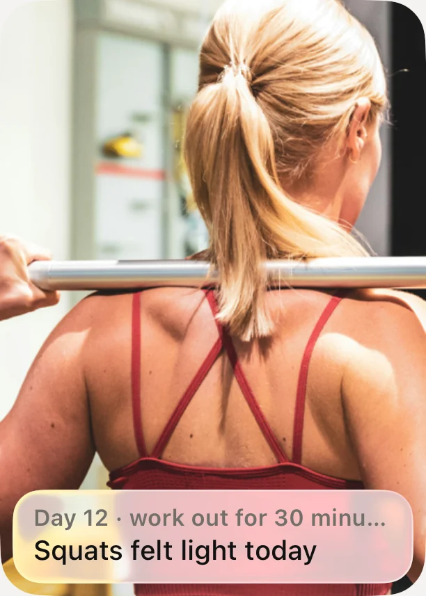 A proof tile: Day 12, work out for 30 minutes, Squats felt light today