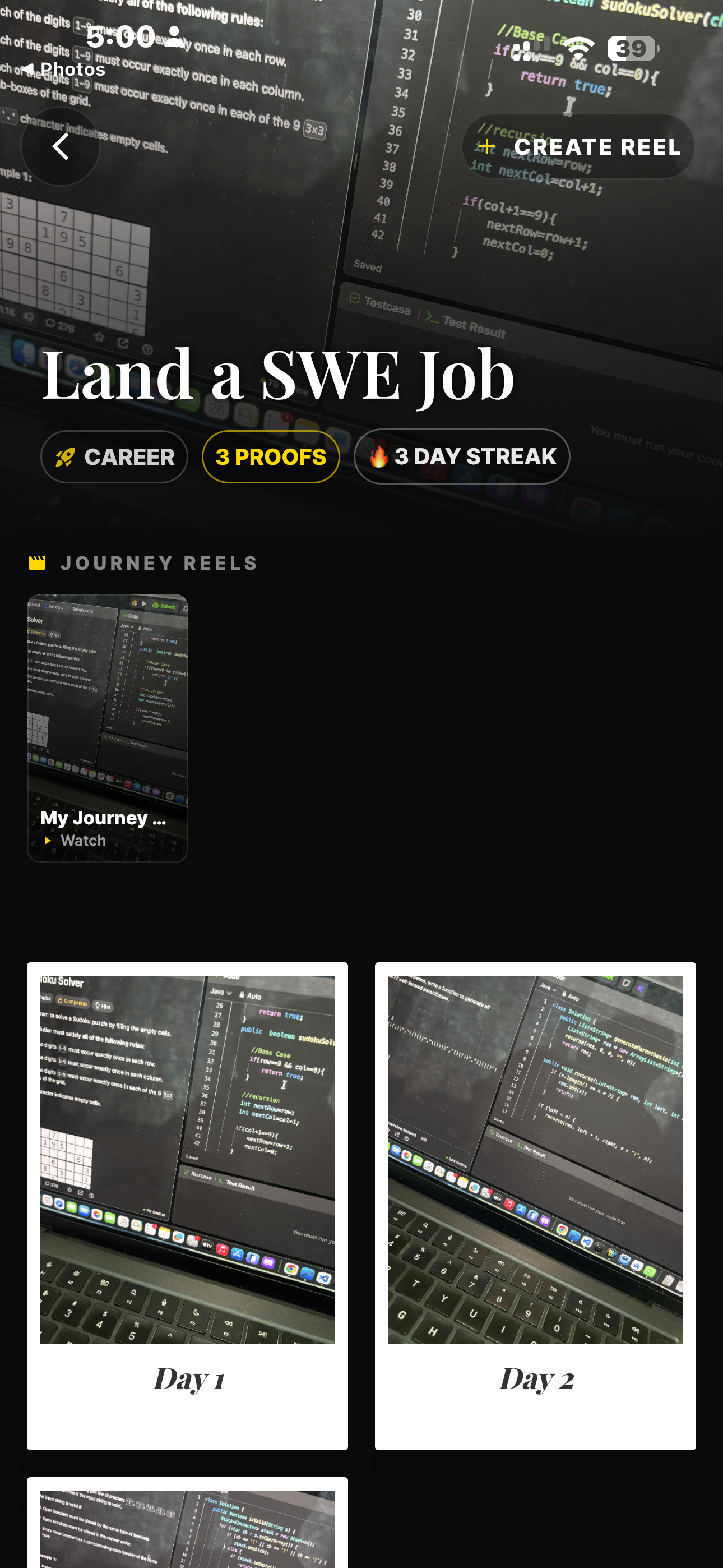 Safar habit detail screen with daily proof photos