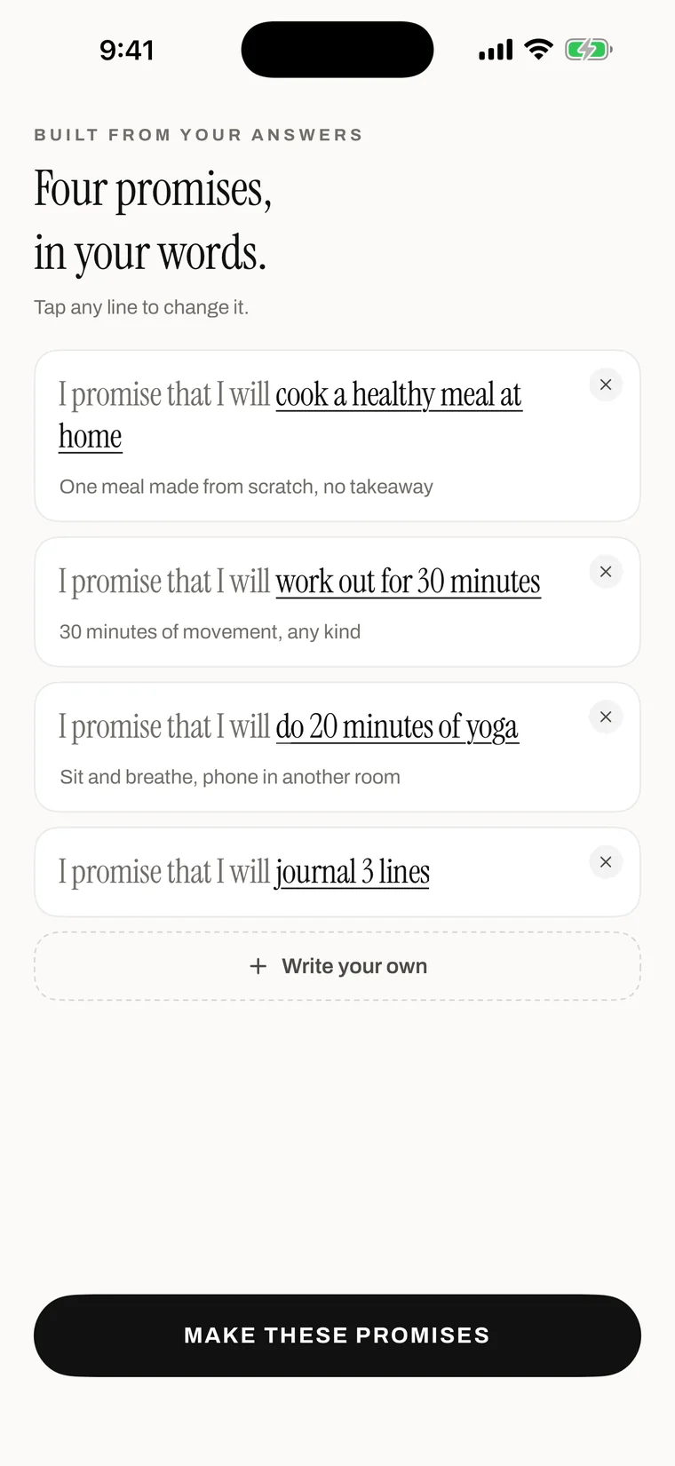 Safar onboarding plan: four promises, in your words